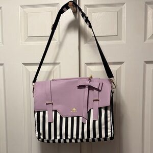 Lavender & Black Stripe Laptop Shoulder Bag